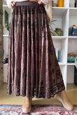 Opulance Damask Midi Skirt Rich Chocolate